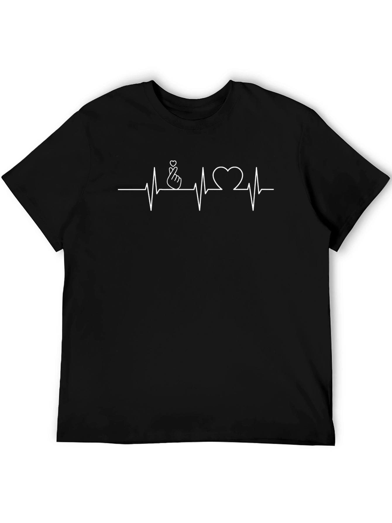 Heartbeat Finger Heart Graphic Tee - Trendy Casual Top
