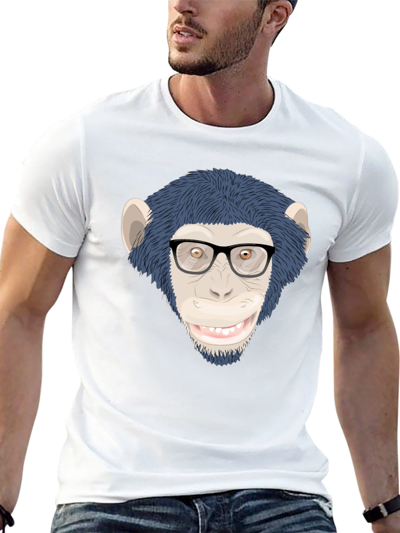 Funny Monkey with Glasses T-Shirt - Unisex