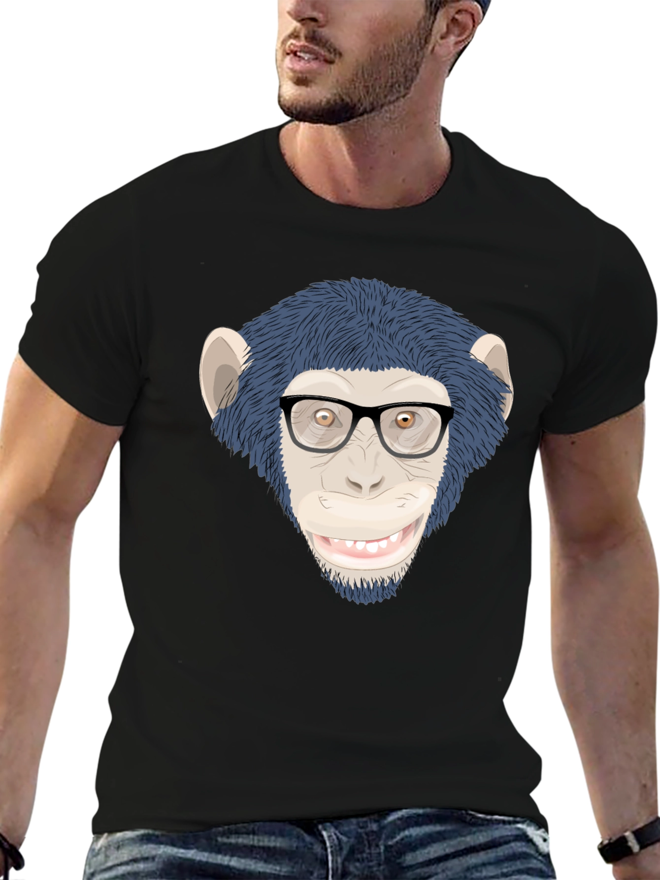 Funny Monkey with Glasses T-Shirt - Unisex