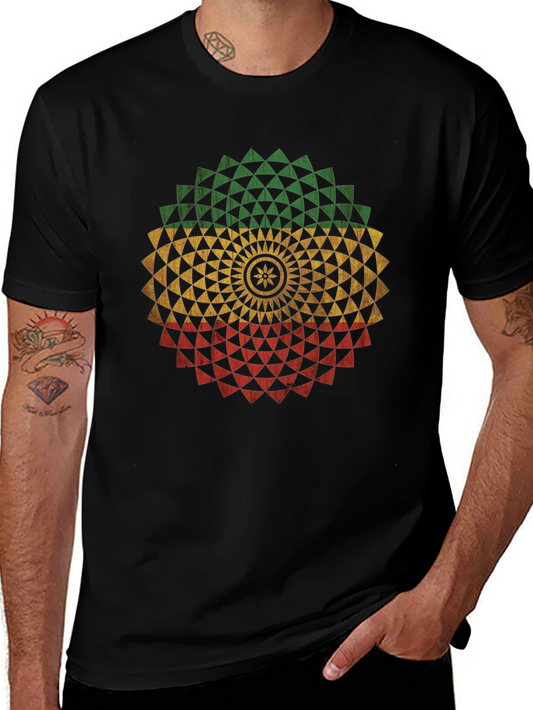 Rasta Mandala Black T-Shirt - Graphic Tee