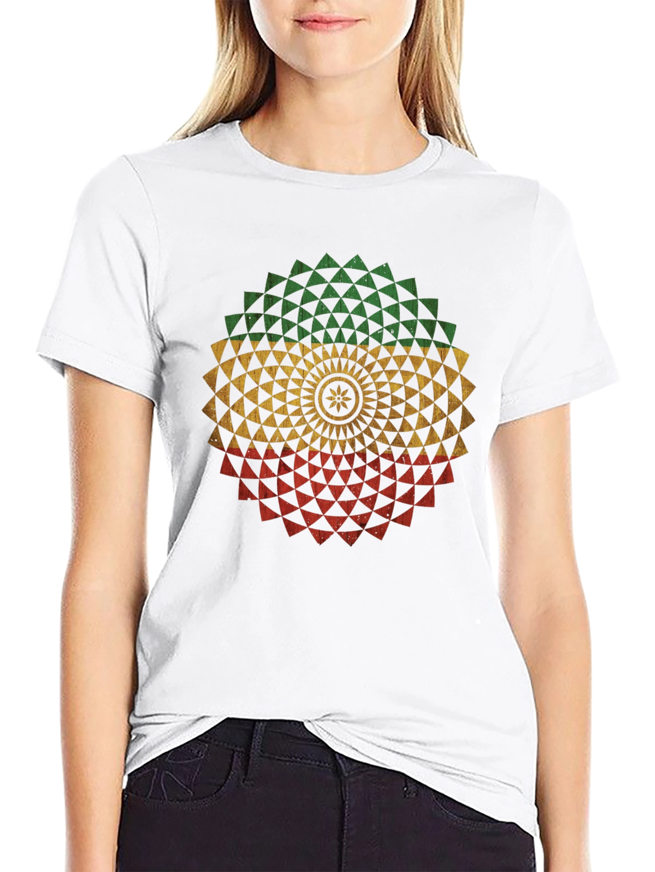 Rasta Mandala Black T-Shirt - Graphic Tee