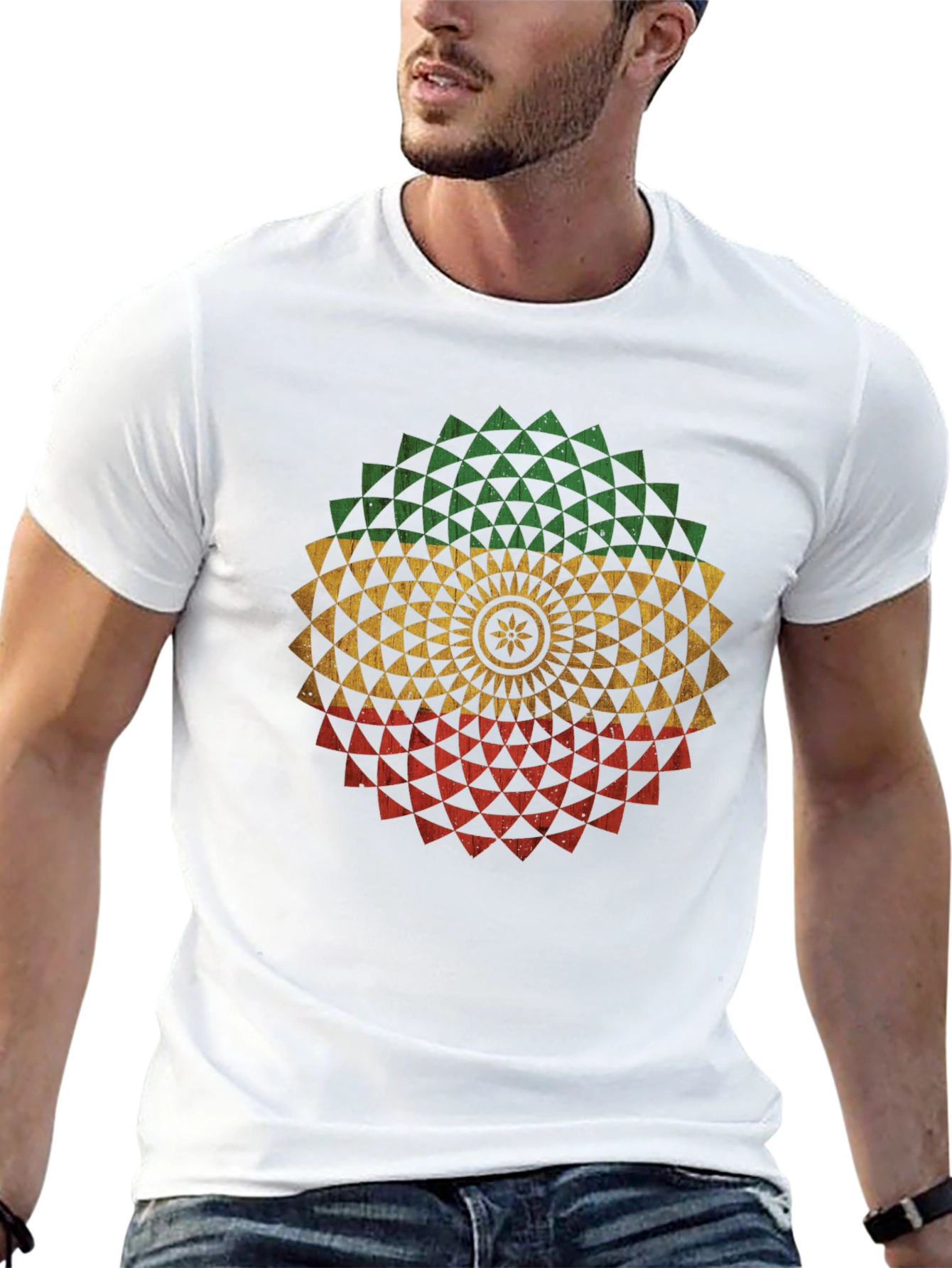 Rasta Mandala Black T-Shirt - Graphic Tee