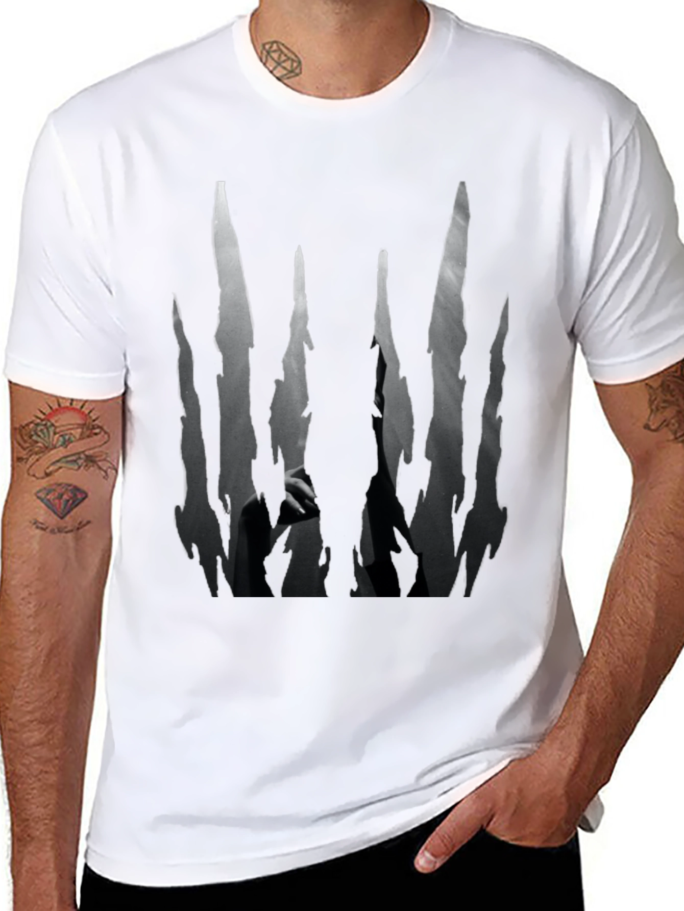 Edgy Black T-Shirt with Abstract Graphic