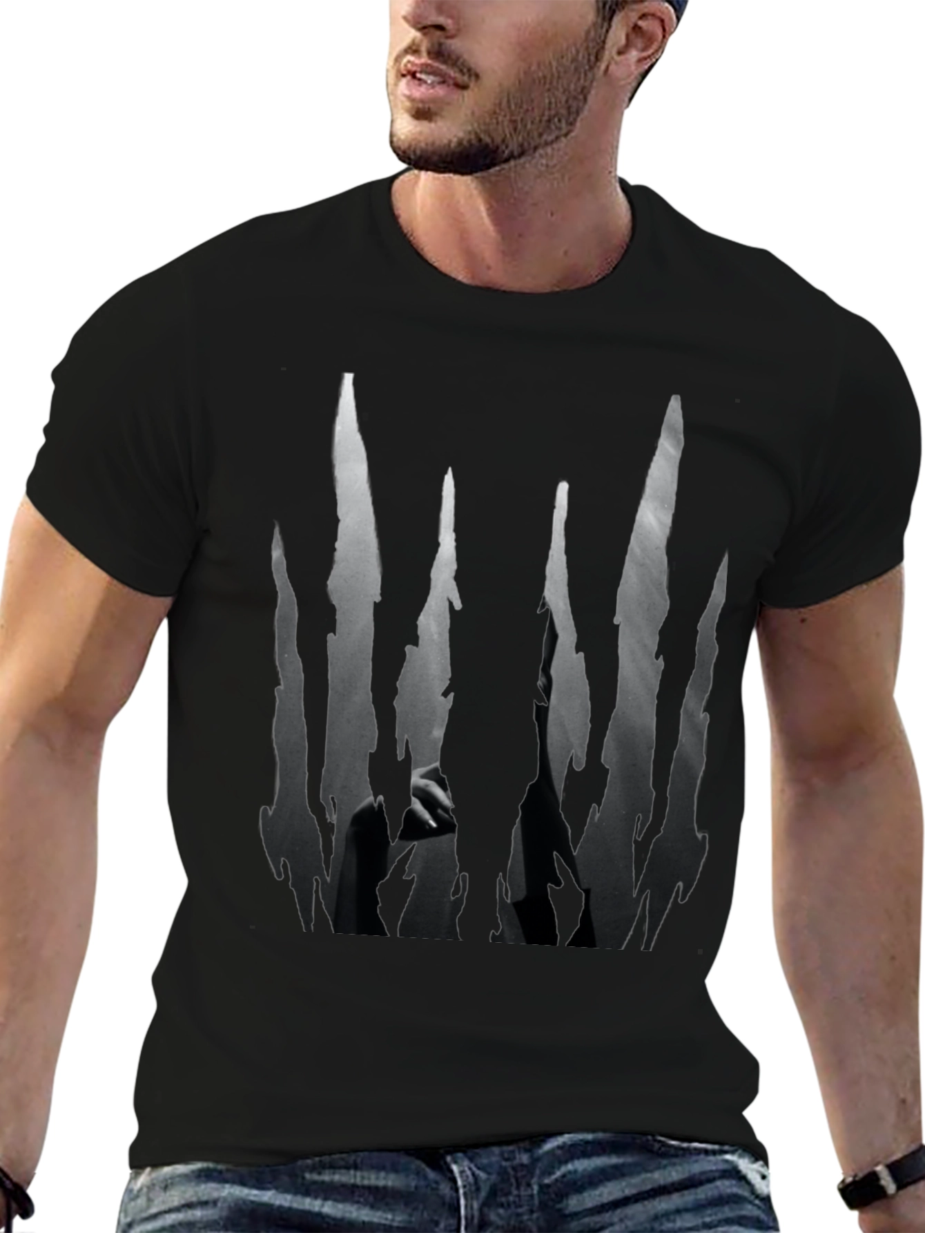 Edgy Black T-Shirt with Abstract Graphic