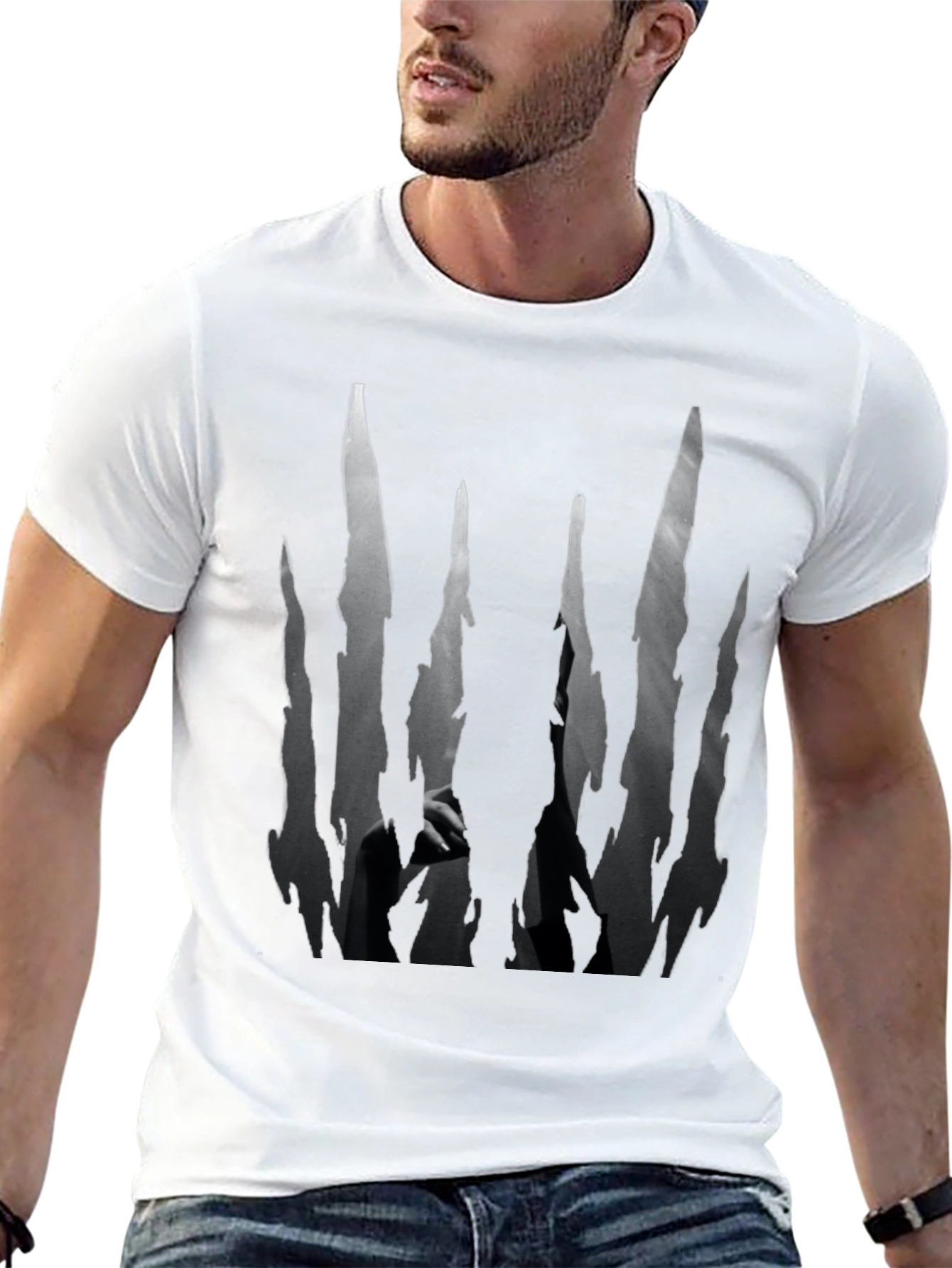 Edgy Black T-Shirt with Abstract Graphic