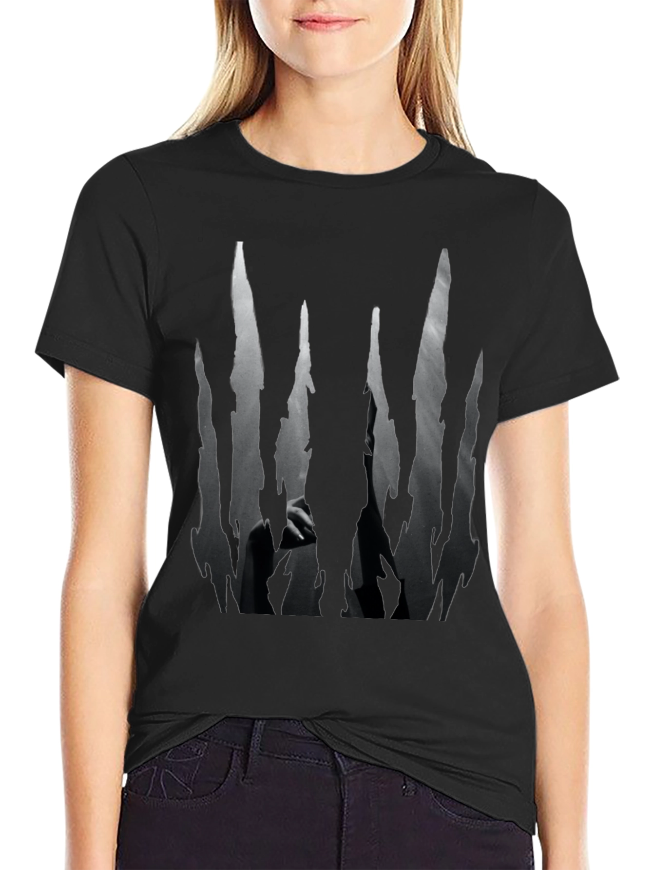 Edgy Black T-Shirt with Abstract Graphic