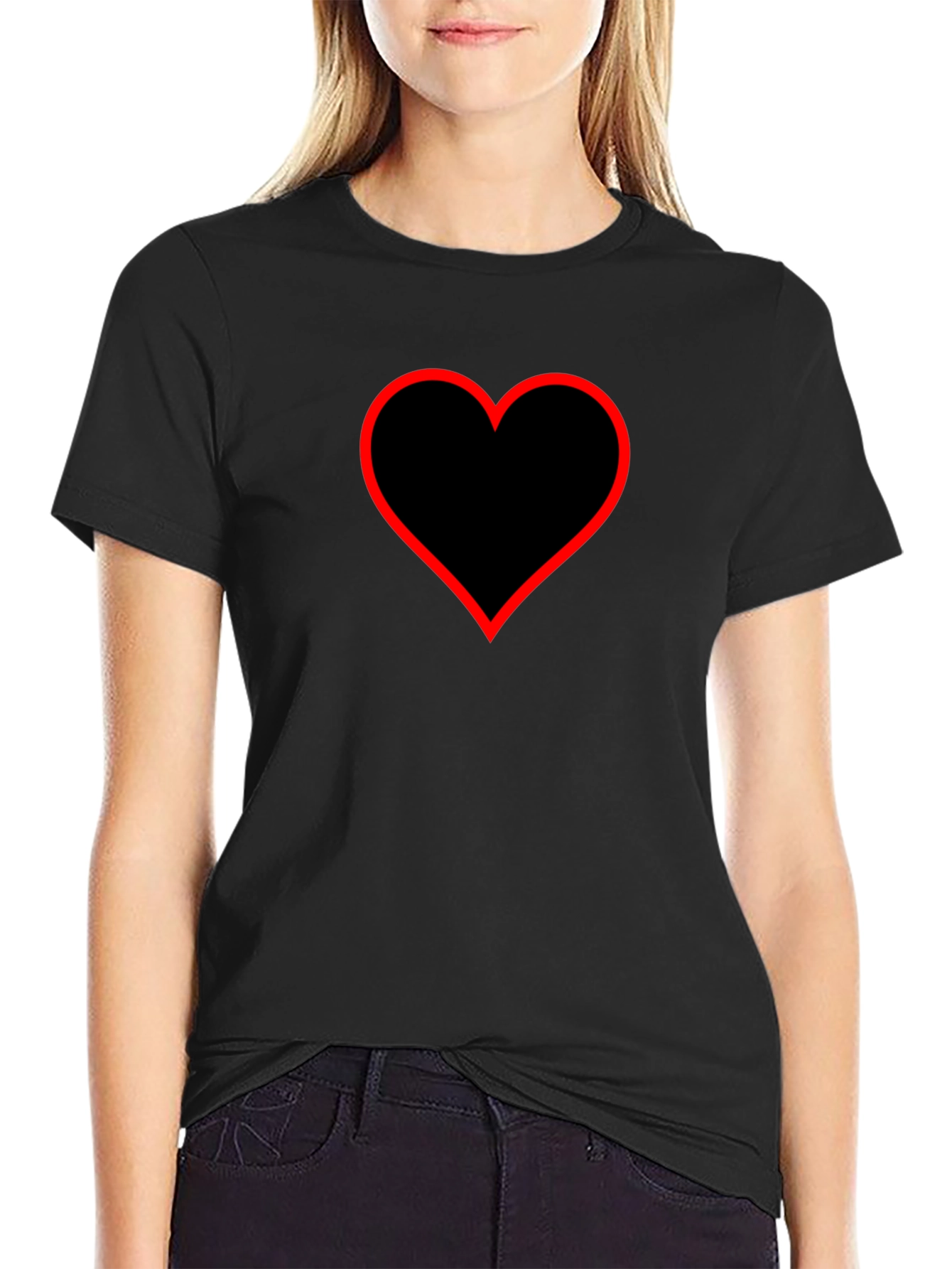 Heart Graphic Tee - Black Cotton Blend