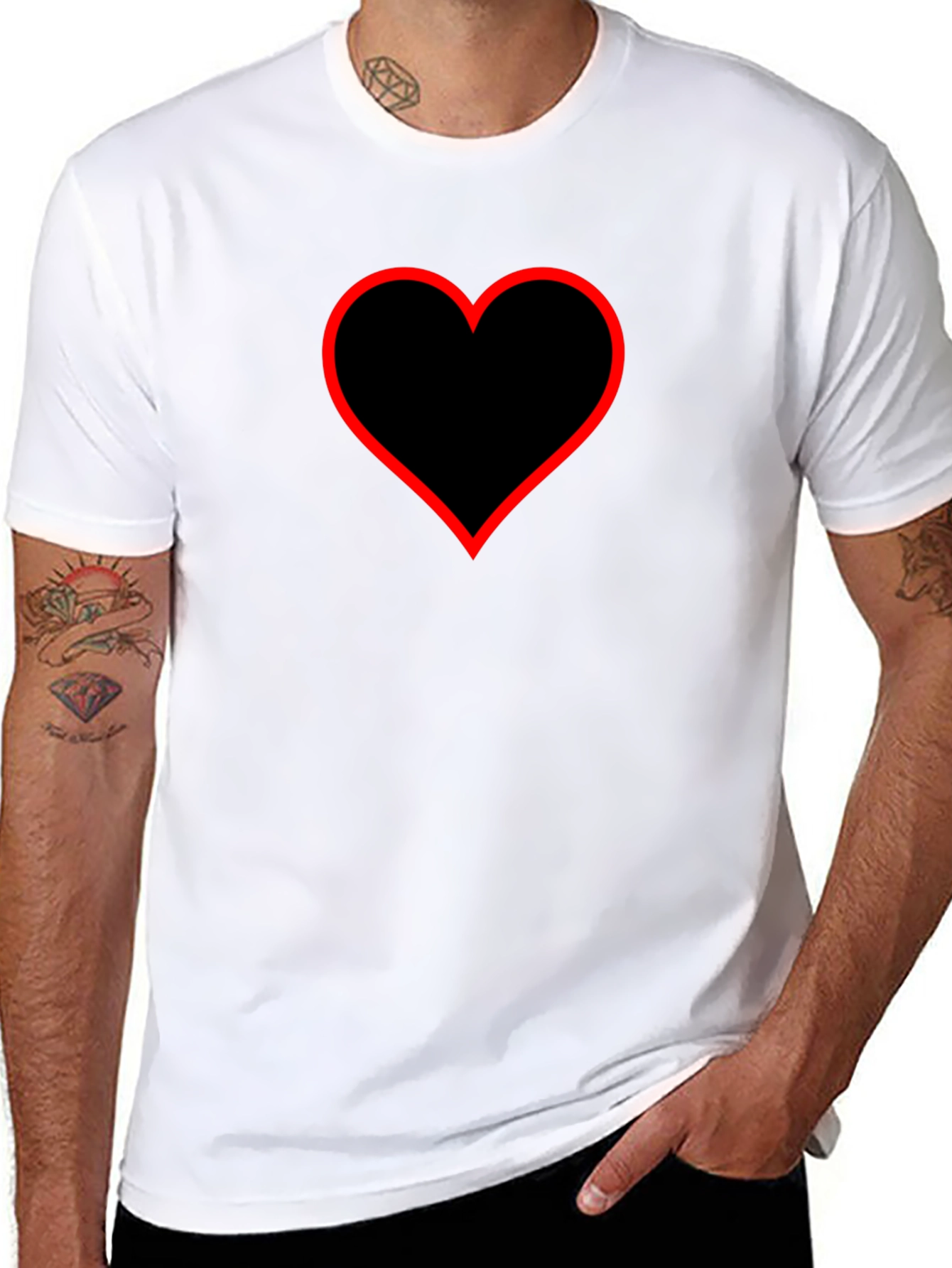 Heart Graphic Tee - Black Cotton Blend