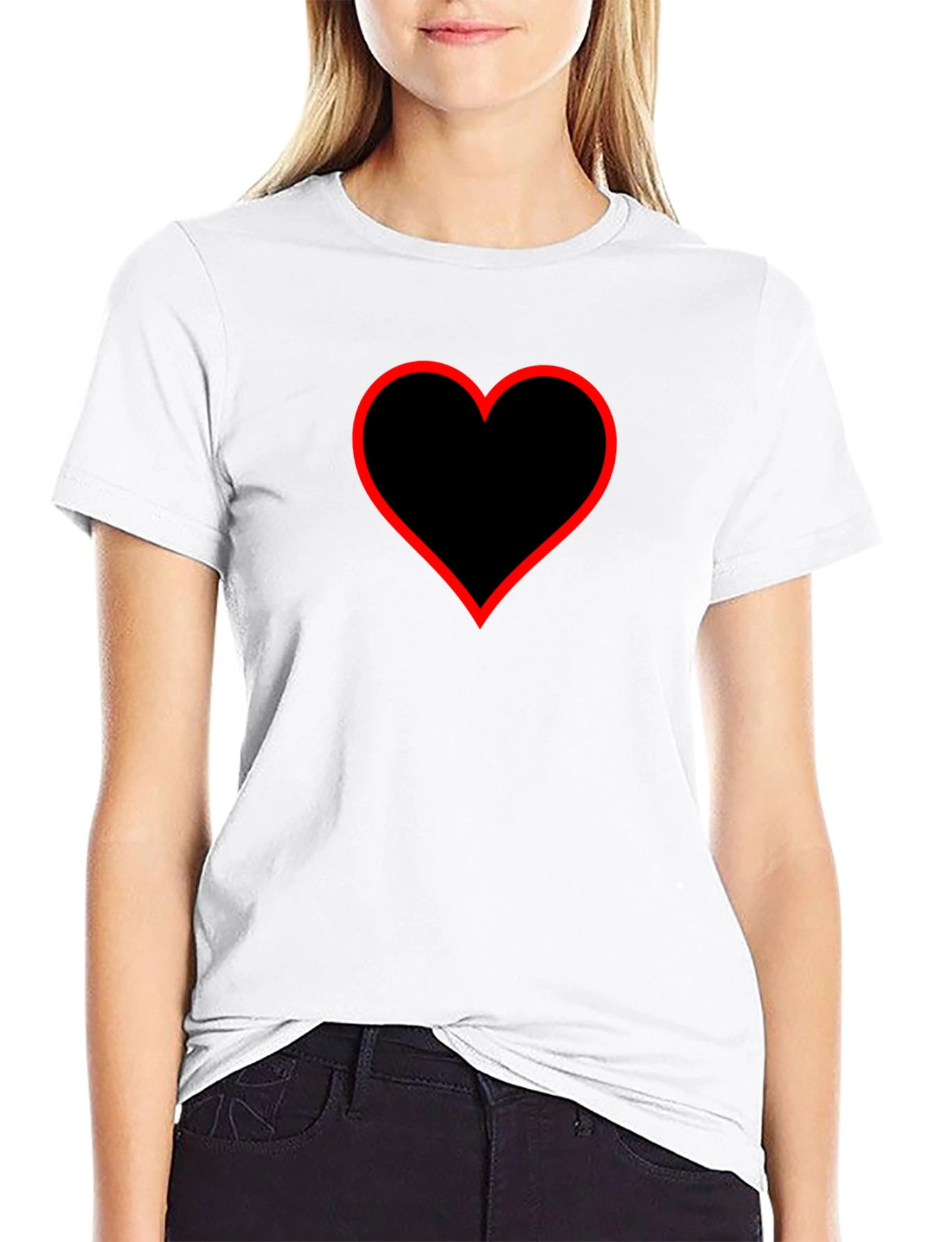 Heart Graphic Tee - Black Cotton Blend