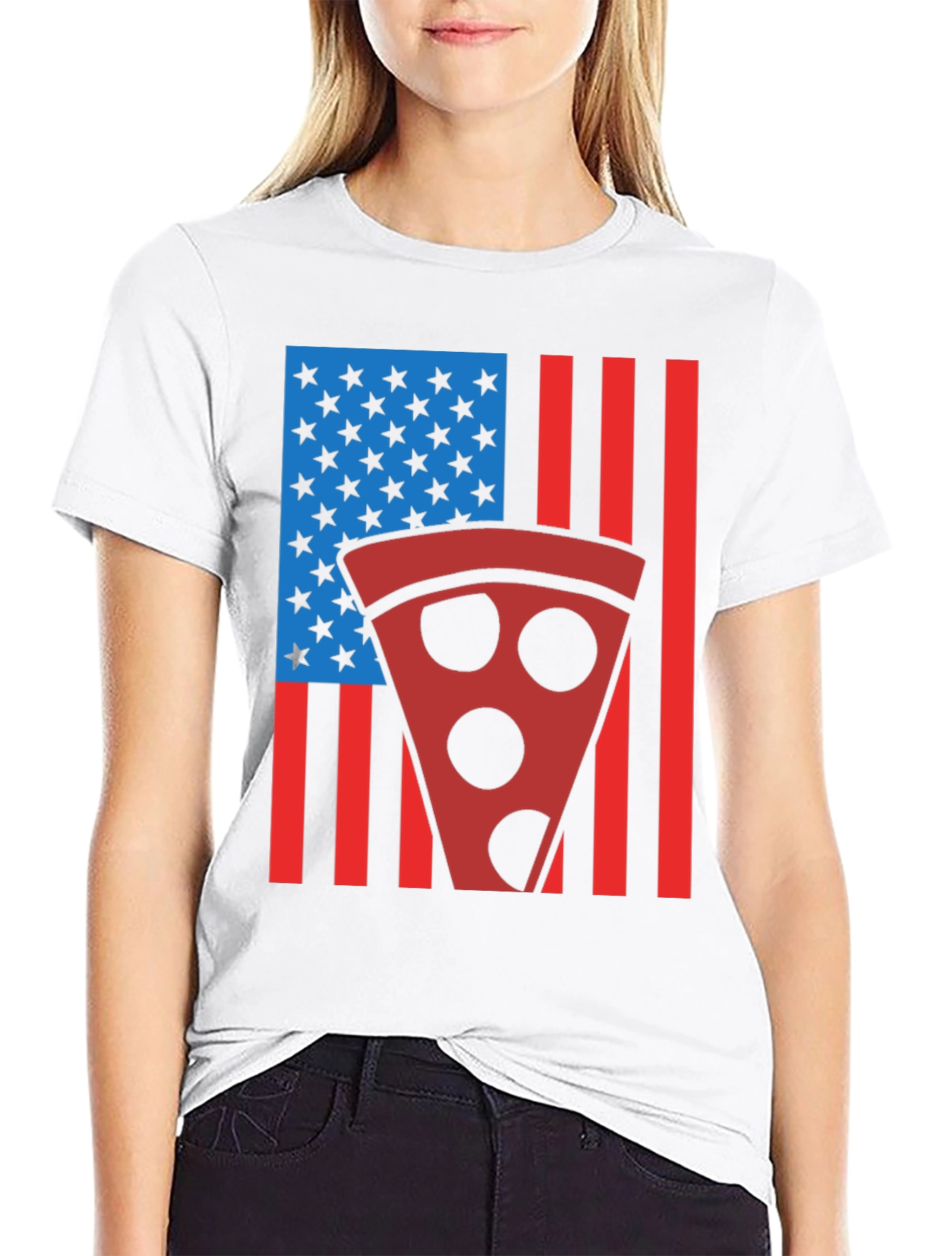 Pizza American Flag Graphic T-Shirt