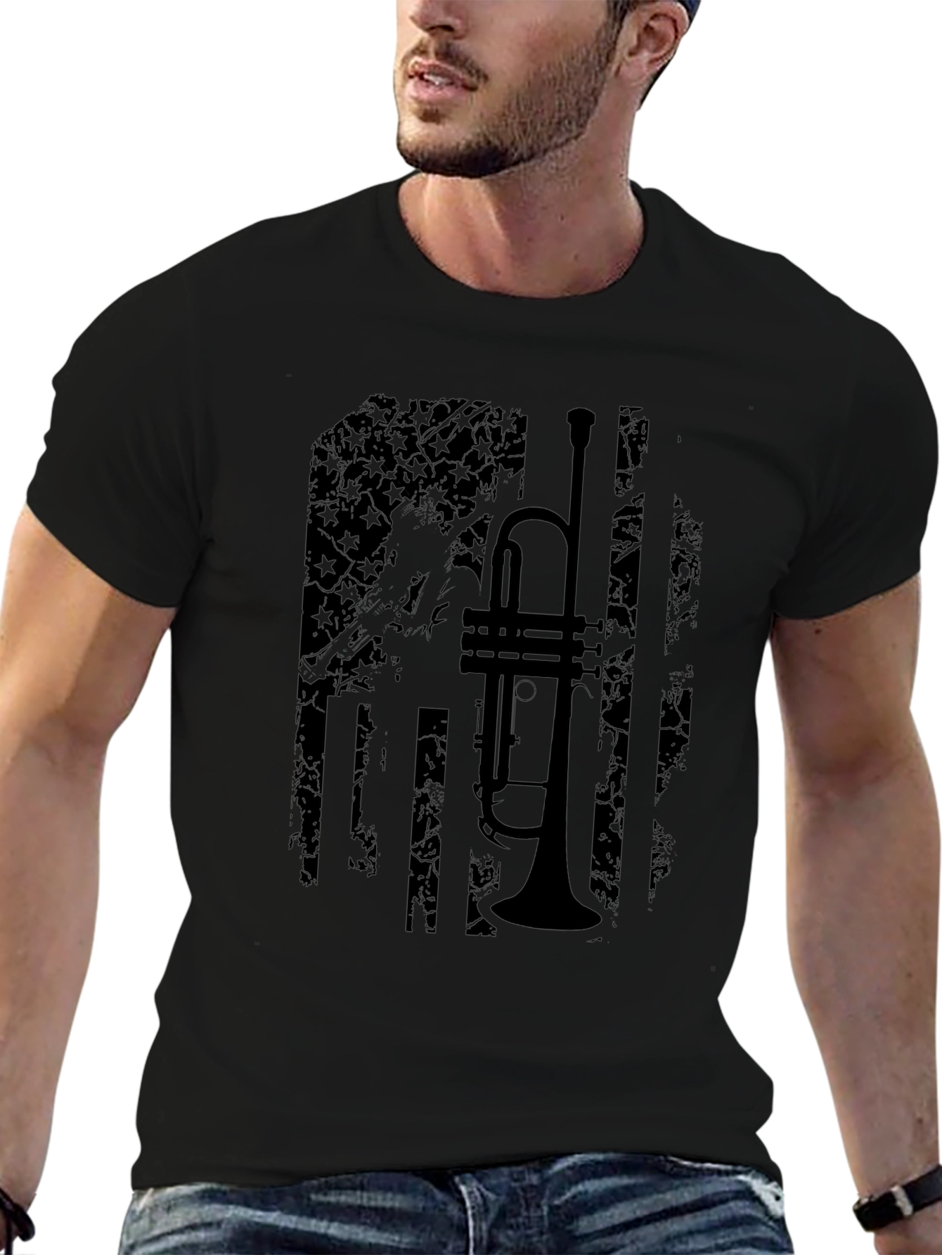 Trumpet Flag Graphic Tee - Stylish Music Lover Shirt