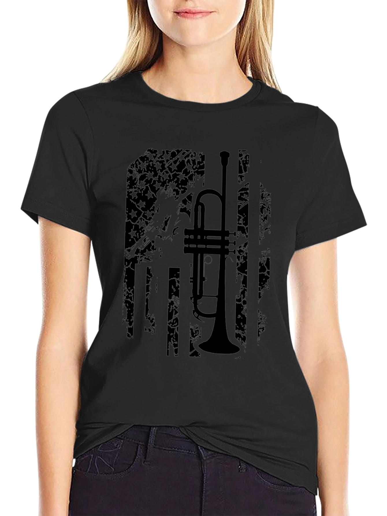 Trumpet Flag Graphic Tee - Stylish Music Lover Shirt