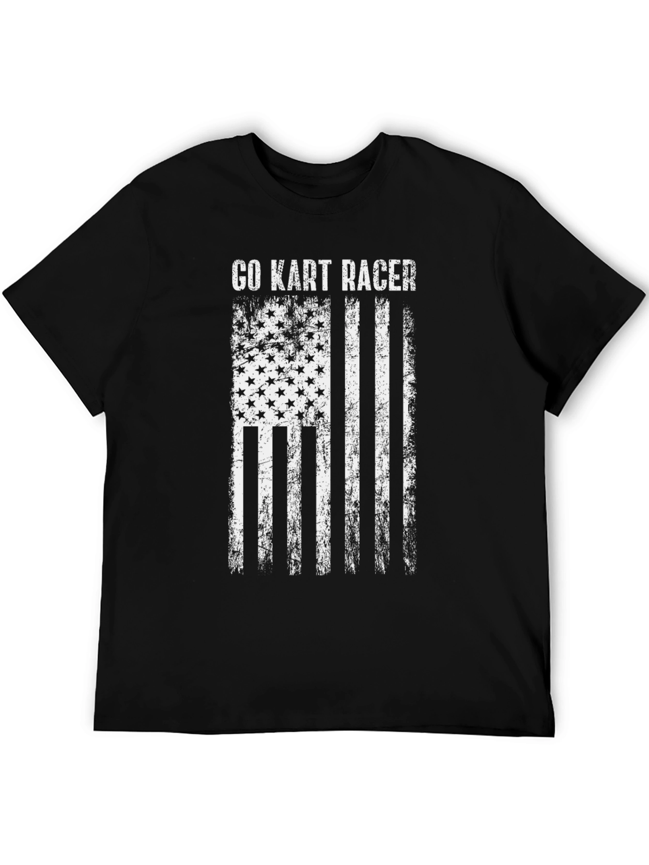 Go Kart Racer American Flag Graphic T-Shirt
