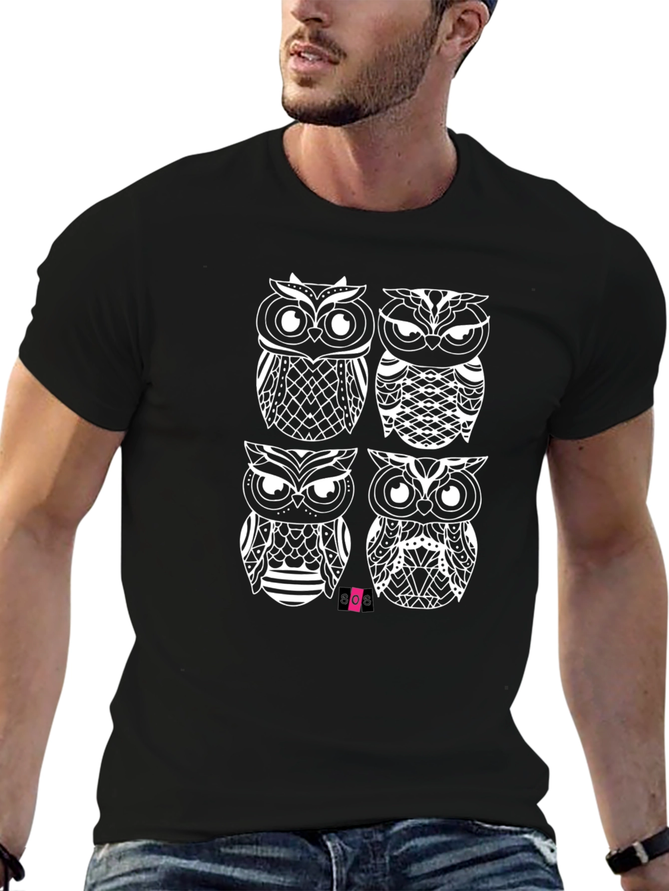 Owl Graphic Black T-Shirt