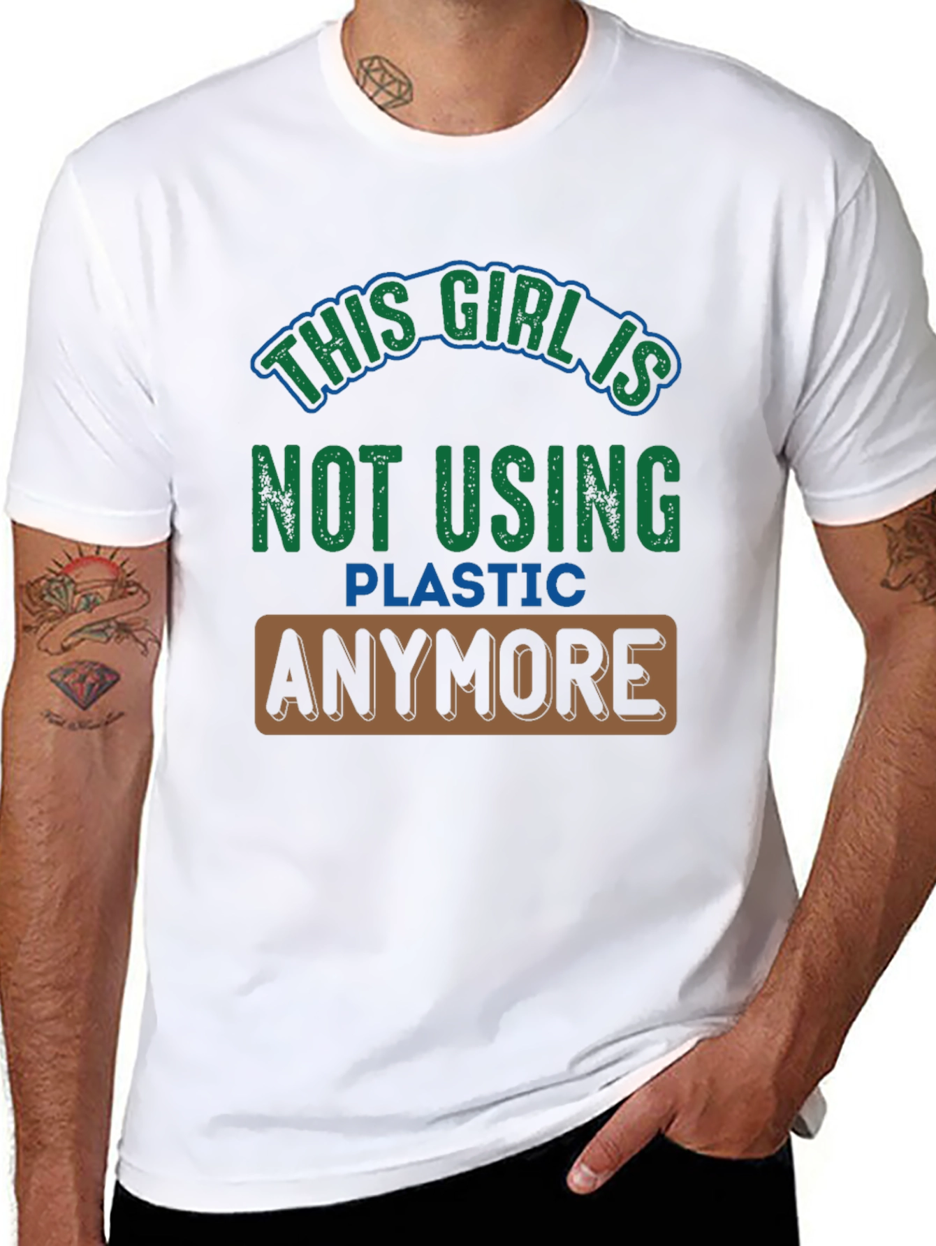 Eco-Friendly Statement Tee: No More Plastic