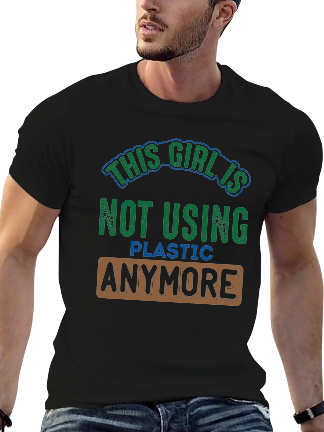Eco-Friendly Statement Tee: No More Plastic