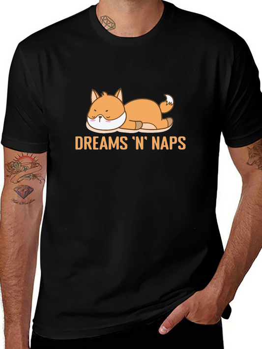 Dreams N Naps Fox Graphic Black T-Shirt