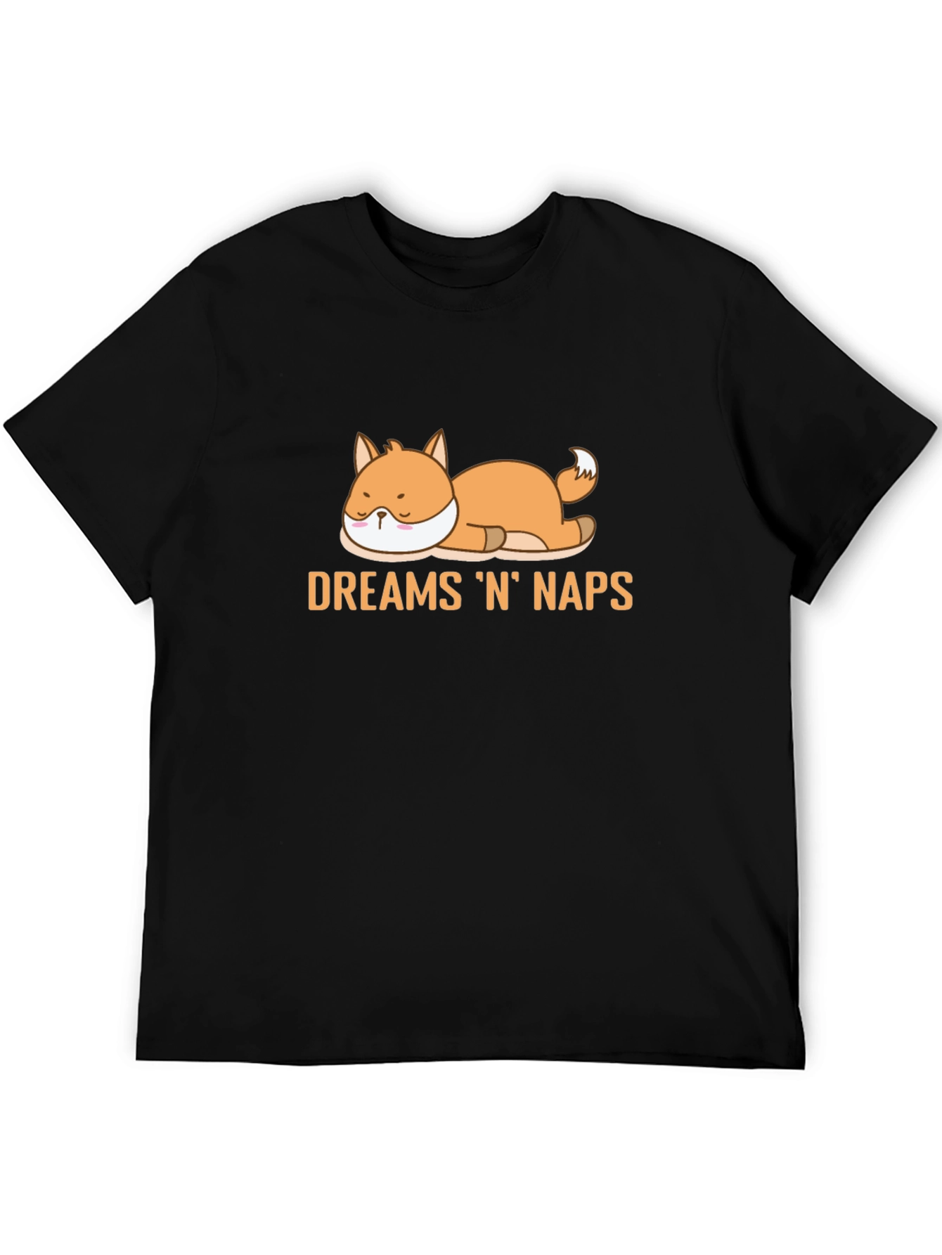 Dreams N Naps Fox Graphic Black T-Shirt