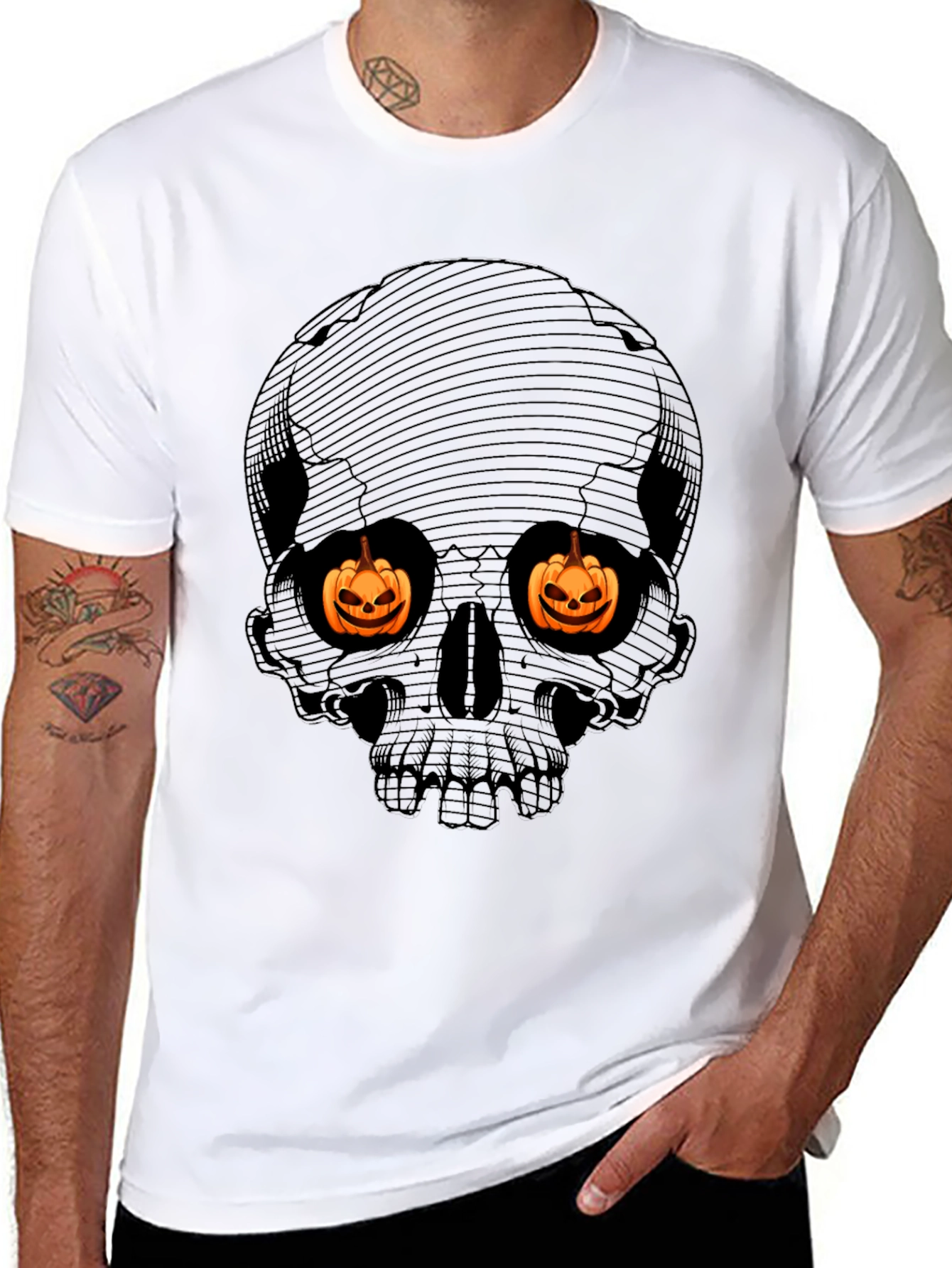 Halloween Skull Pumpkin Eyes T-Shirt
