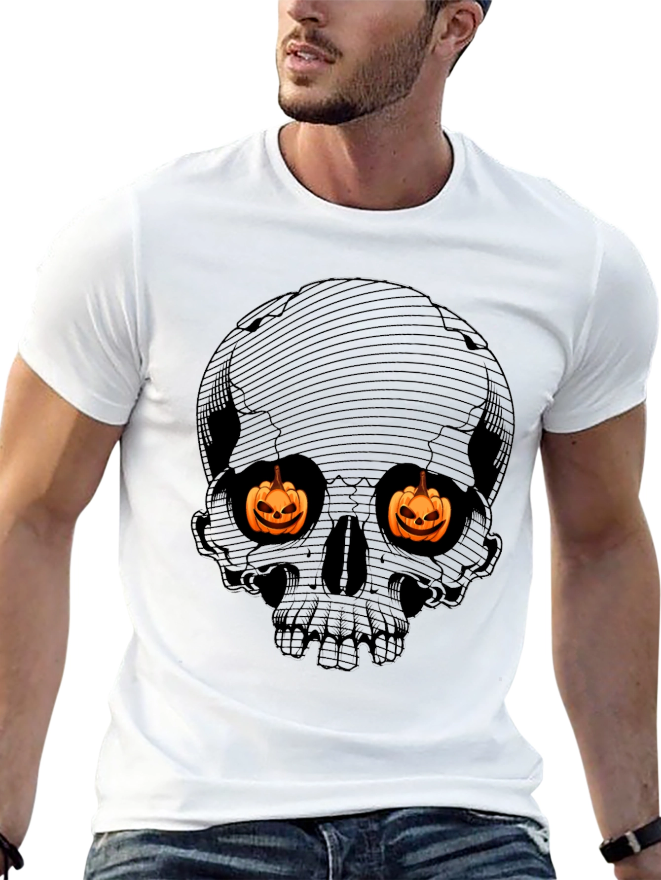 Halloween Skull Pumpkin Eyes T-Shirt