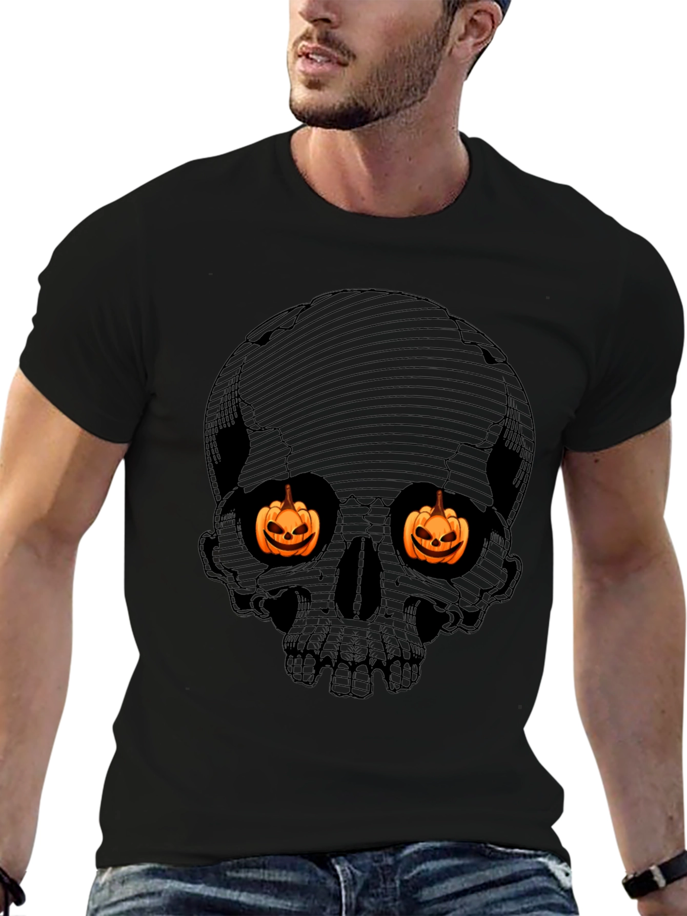 Halloween Skull Pumpkin Eyes T-Shirt