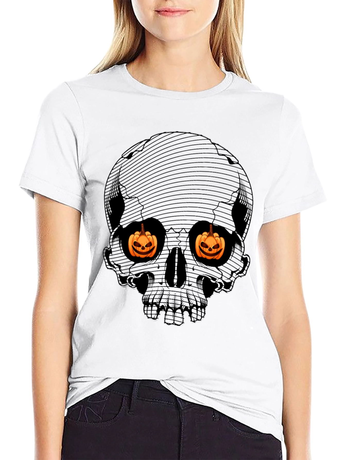Halloween Skull Pumpkin Eyes T-Shirt