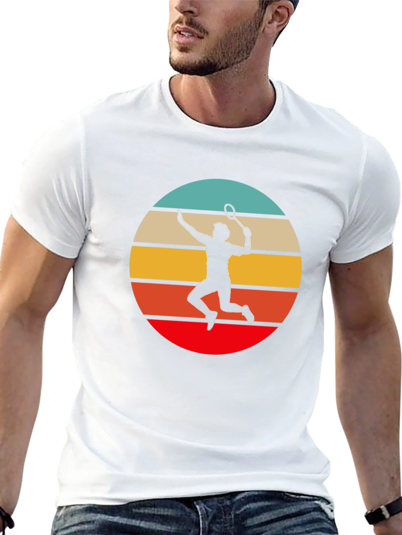 Retro Badminton Player Graphic Tee