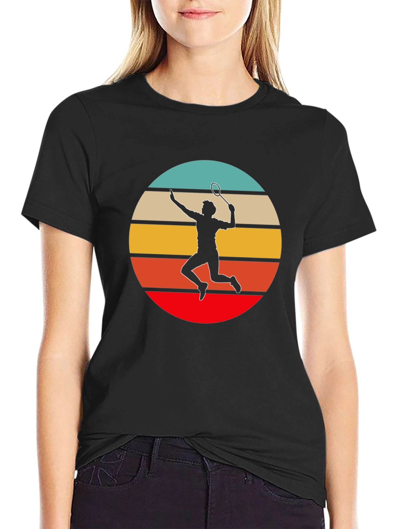 Retro Badminton Player Graphic Tee