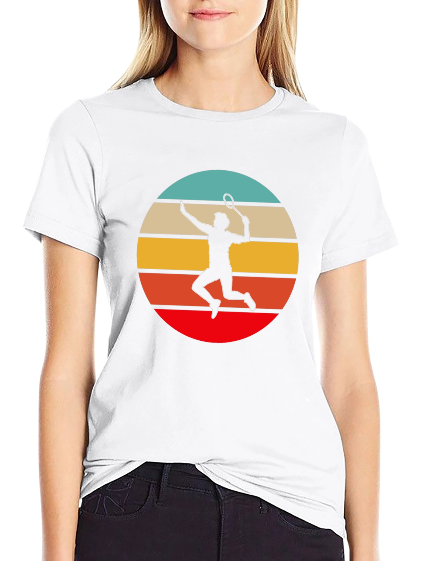 Retro Badminton Player Graphic Tee