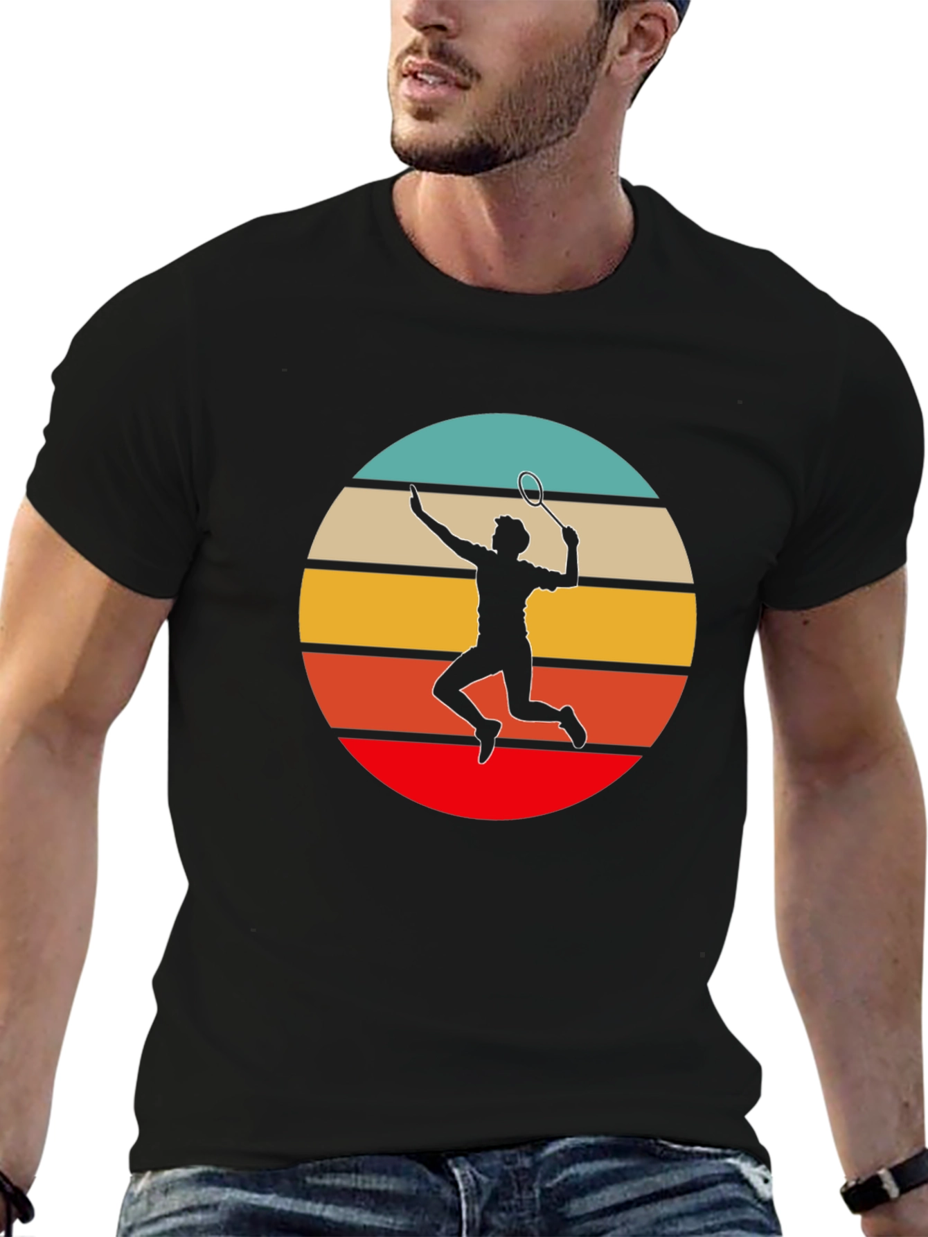 Retro Badminton Player Graphic Tee