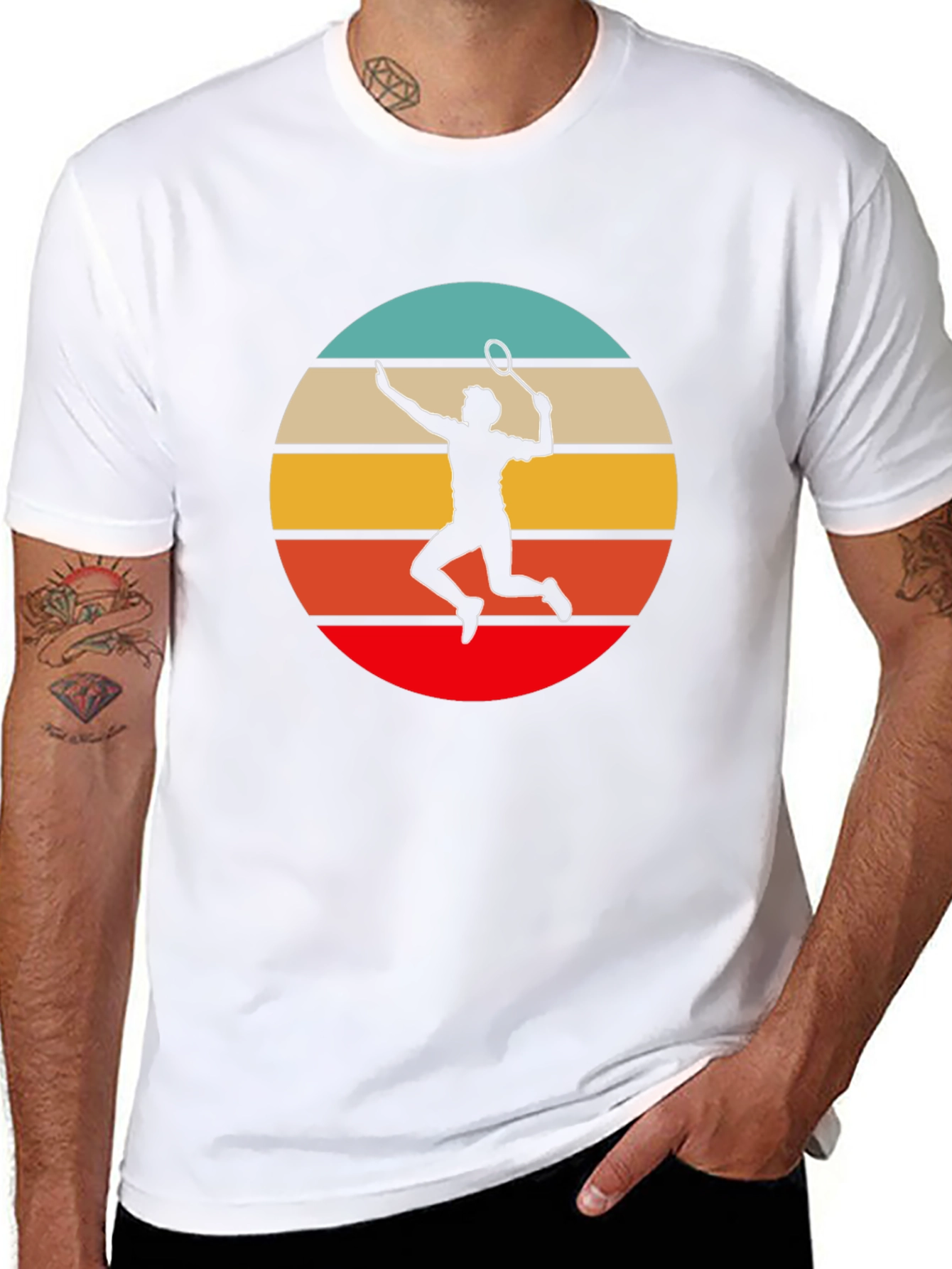 Retro Badminton Player Graphic Tee