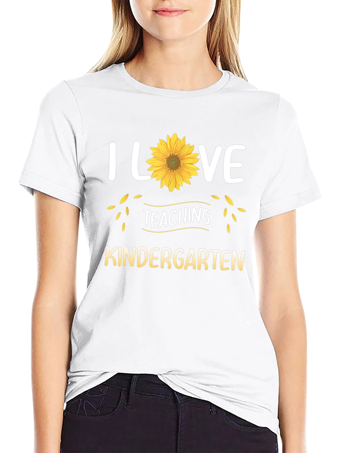 I Love Teaching Kindergarten Sunflower T-Shirt