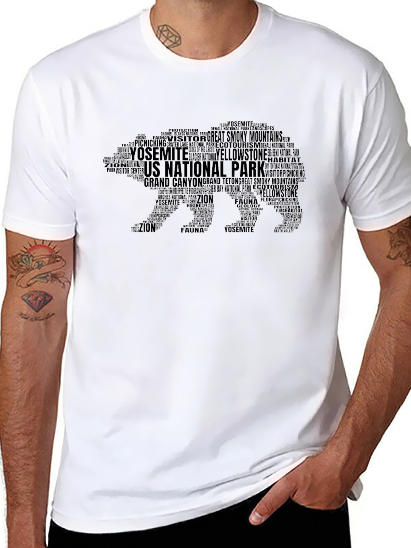 National Park Word Art Bear T-Shirt