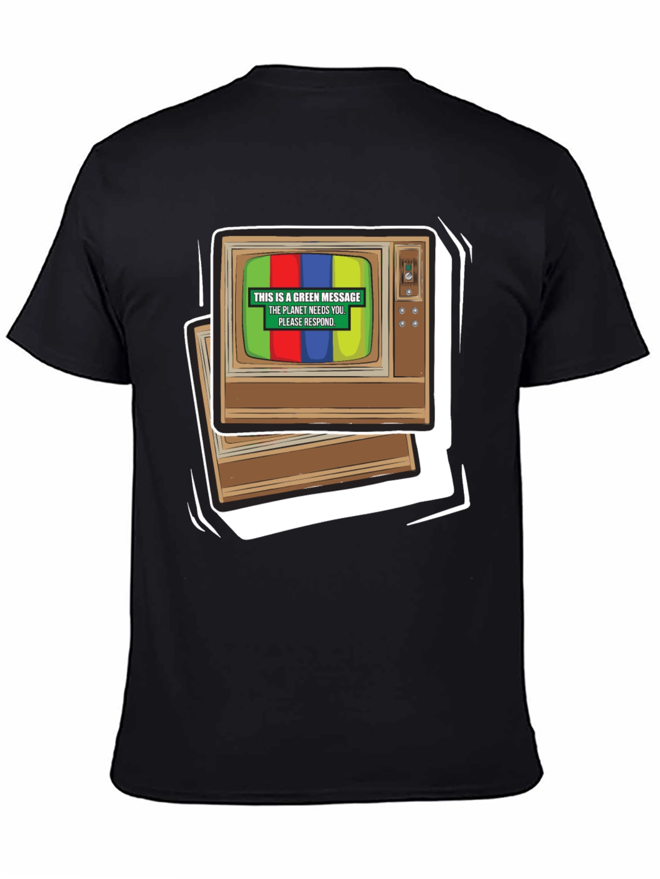 Retro TV Green Message T-Shirt