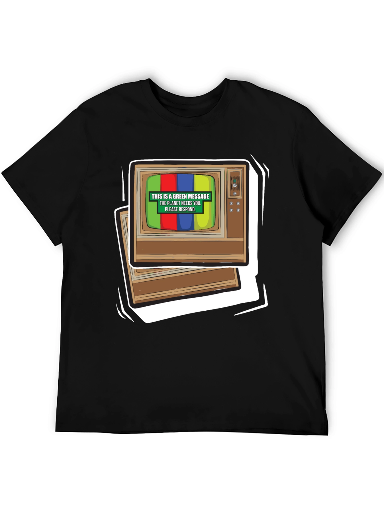 Retro TV Green Message T-Shirt