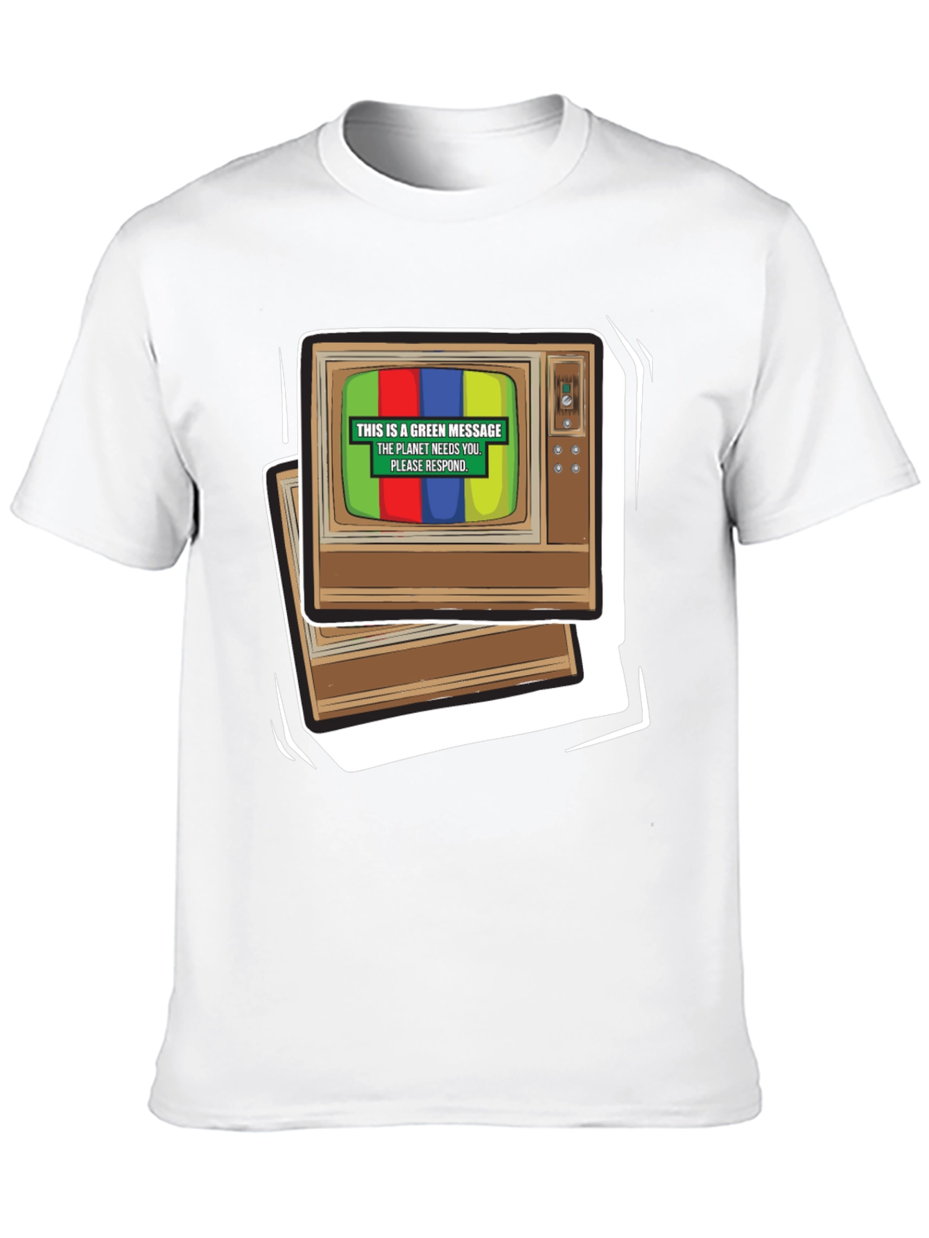 Retro TV Green Message T-Shirt