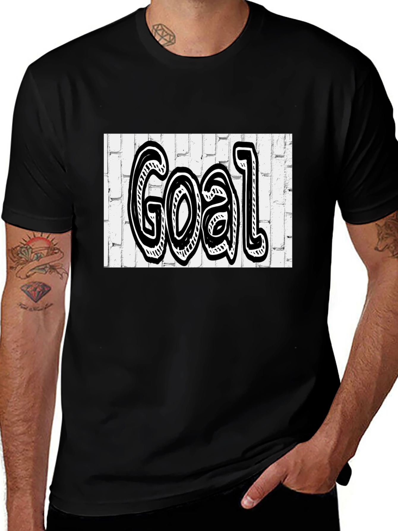Goal Graffiti Style Tee - Black Cotton Blend Shirt