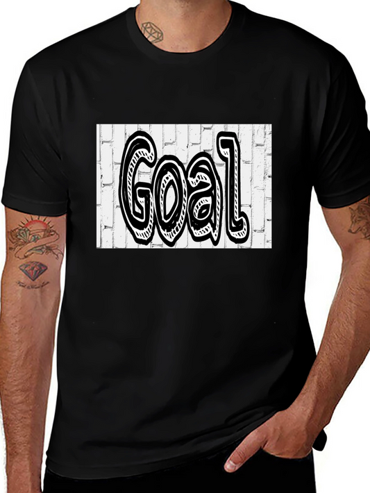 Goal Graffiti Style Tee - Black Cotton Blend Shirt