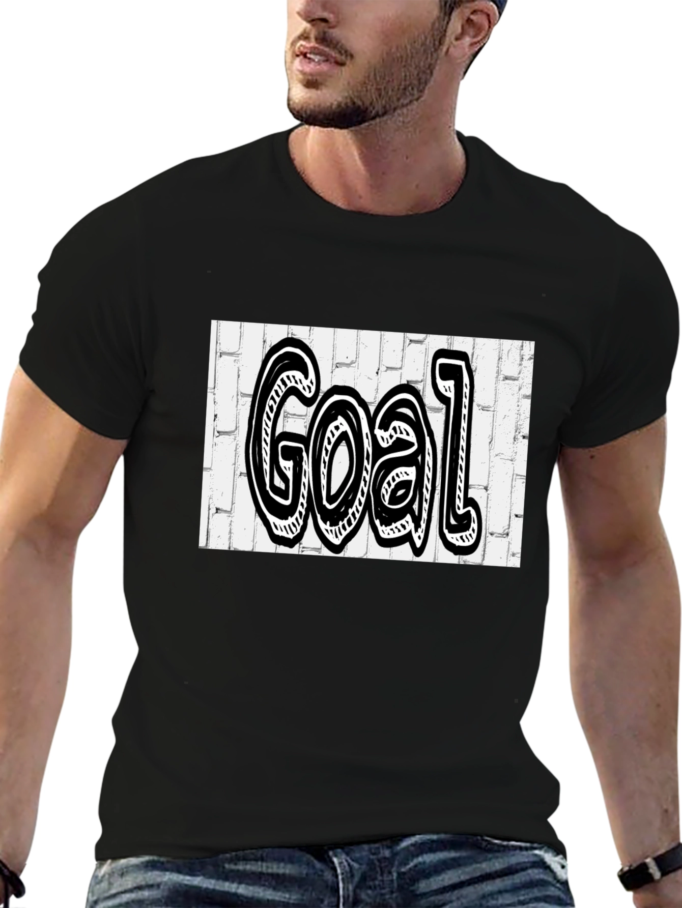 Goal Graffiti Style Tee - Black Cotton Blend Shirt