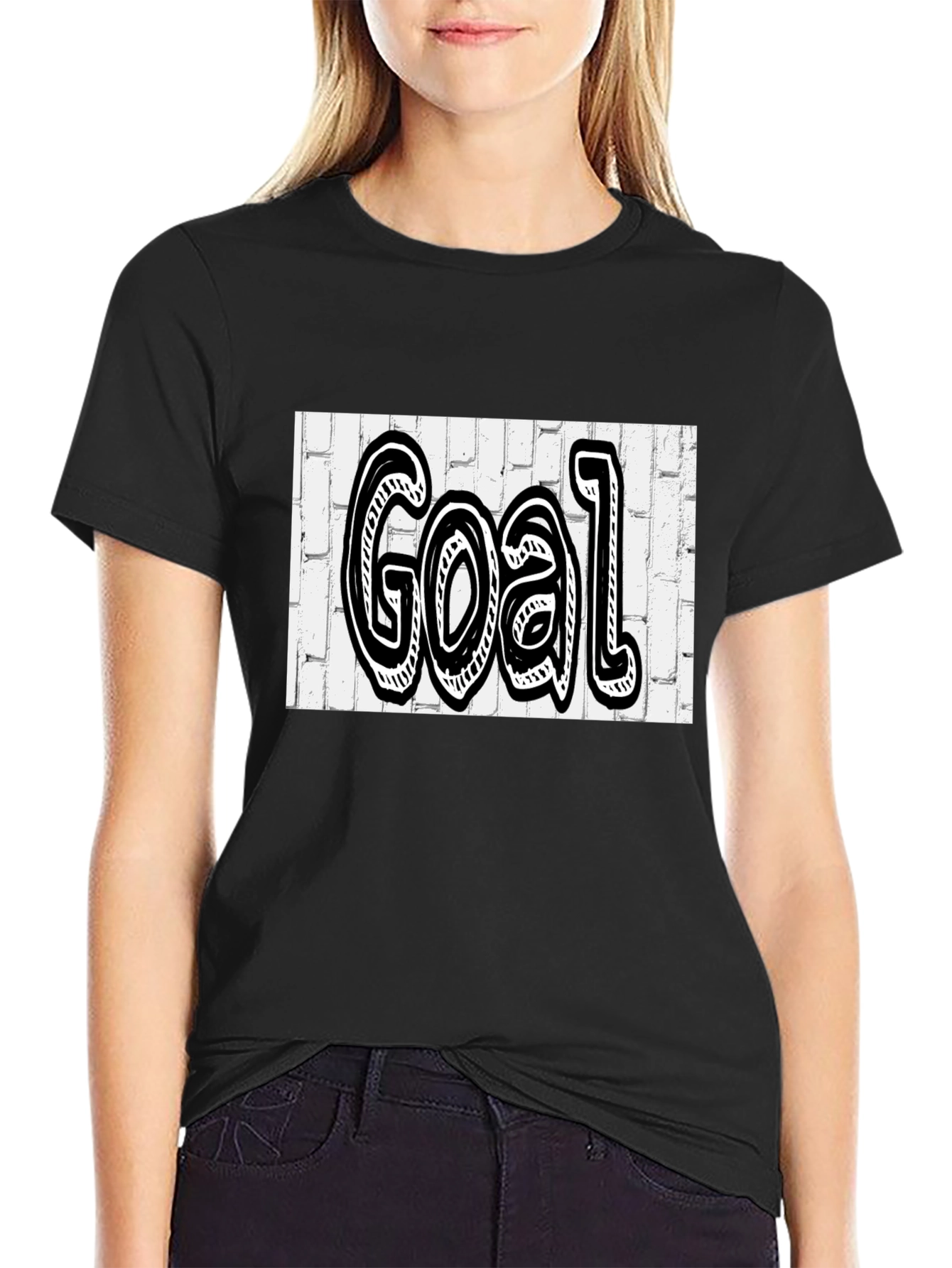 Goal Graffiti Style Tee - Black Cotton Blend Shirt