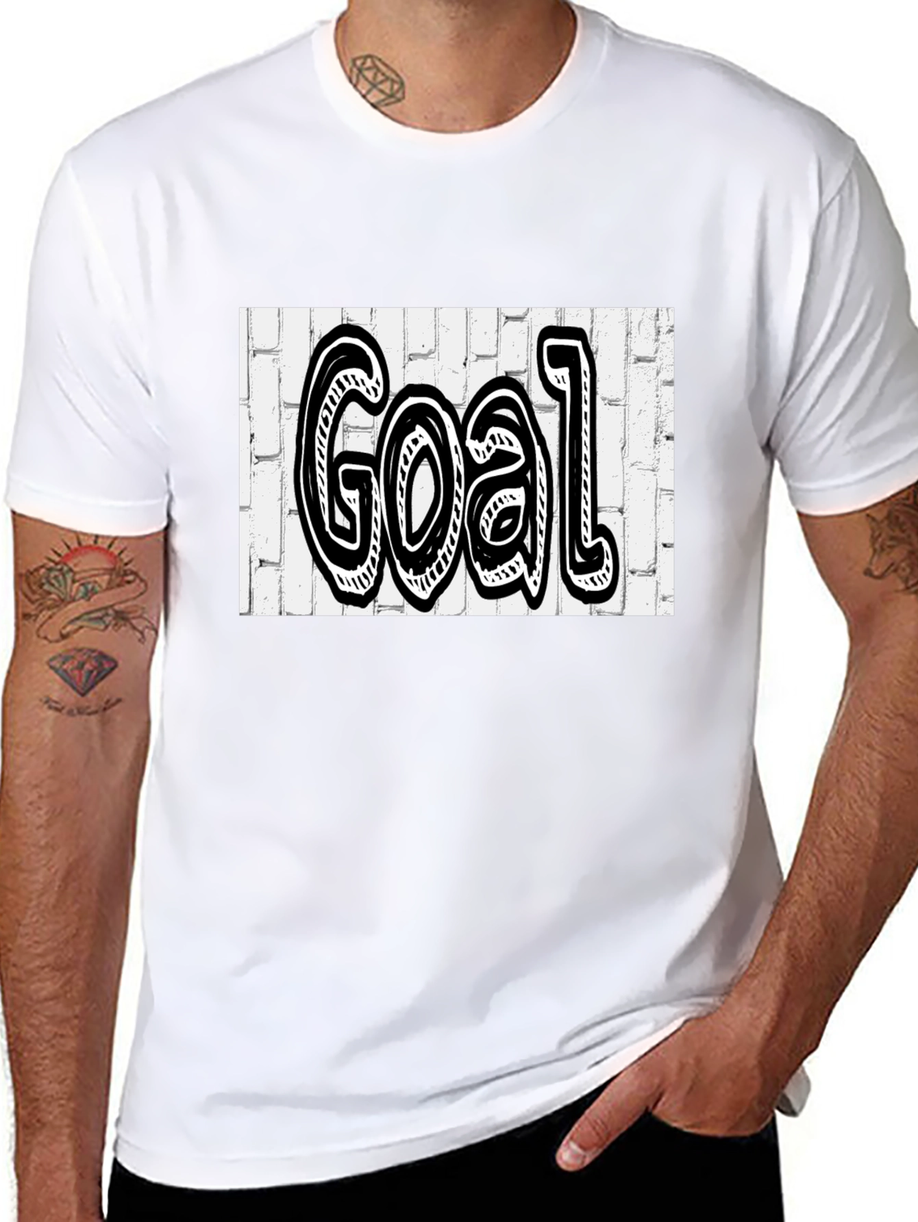 Goal Graffiti Style Tee - Black Cotton Blend Shirt