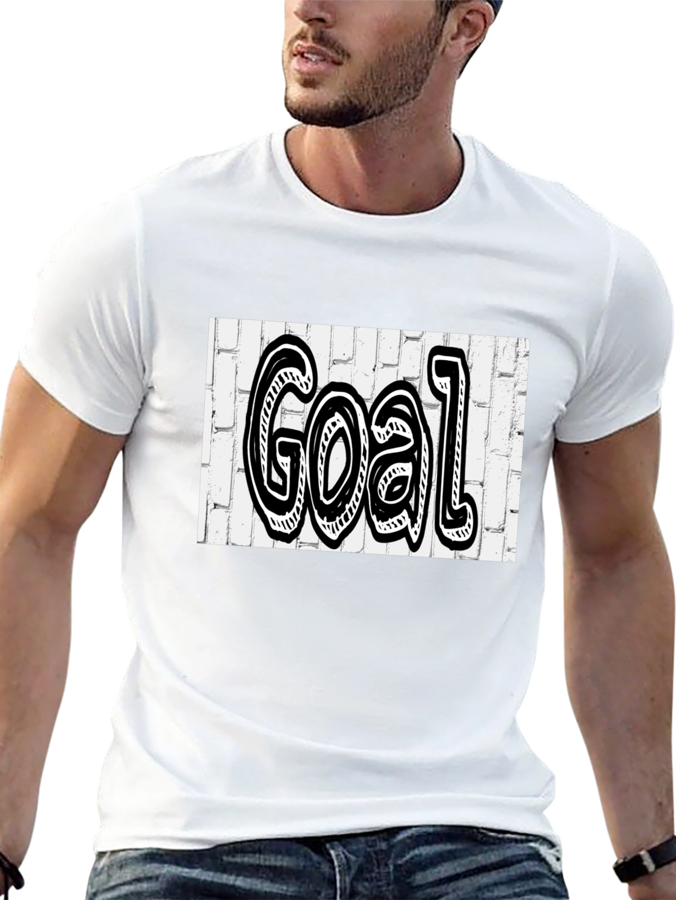 Goal Graffiti Style Tee - Black Cotton Blend Shirt