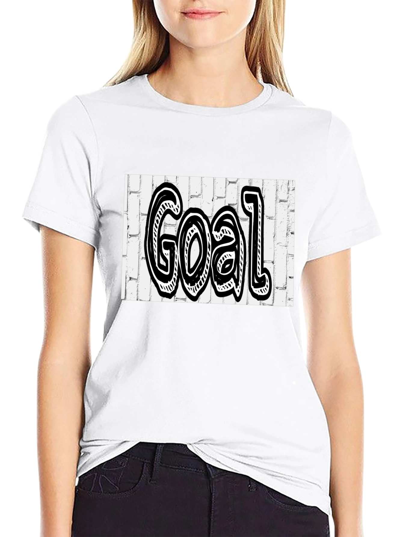Goal Graffiti Style Tee - Black Cotton Blend Shirt