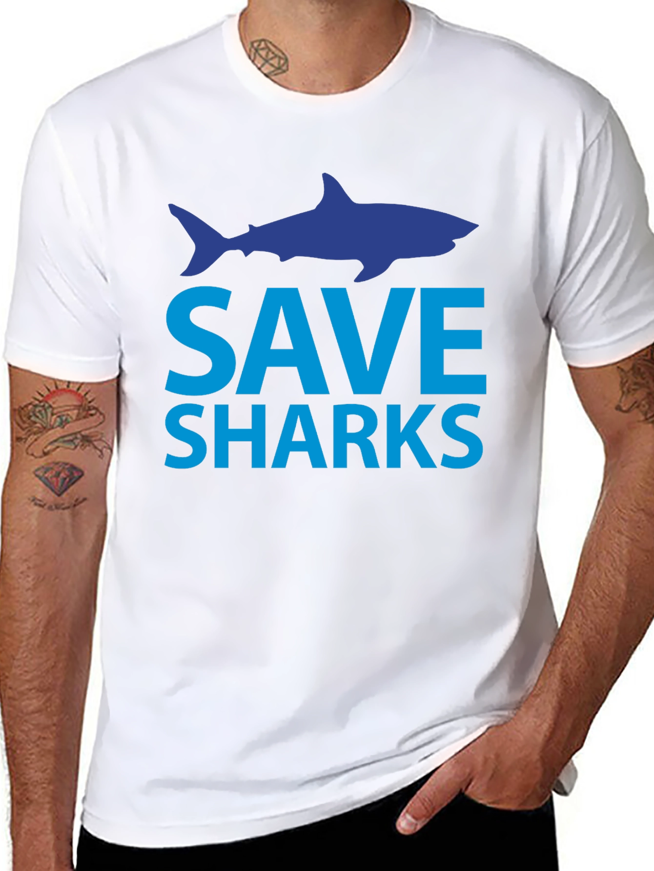 Save Sharks T-Shirt - Black Cotton Tee