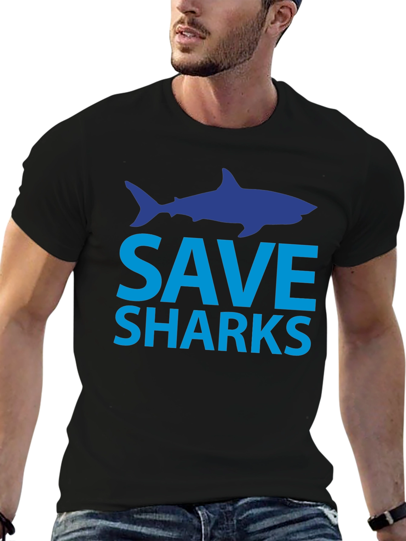 Save Sharks T-Shirt - Black Cotton Tee