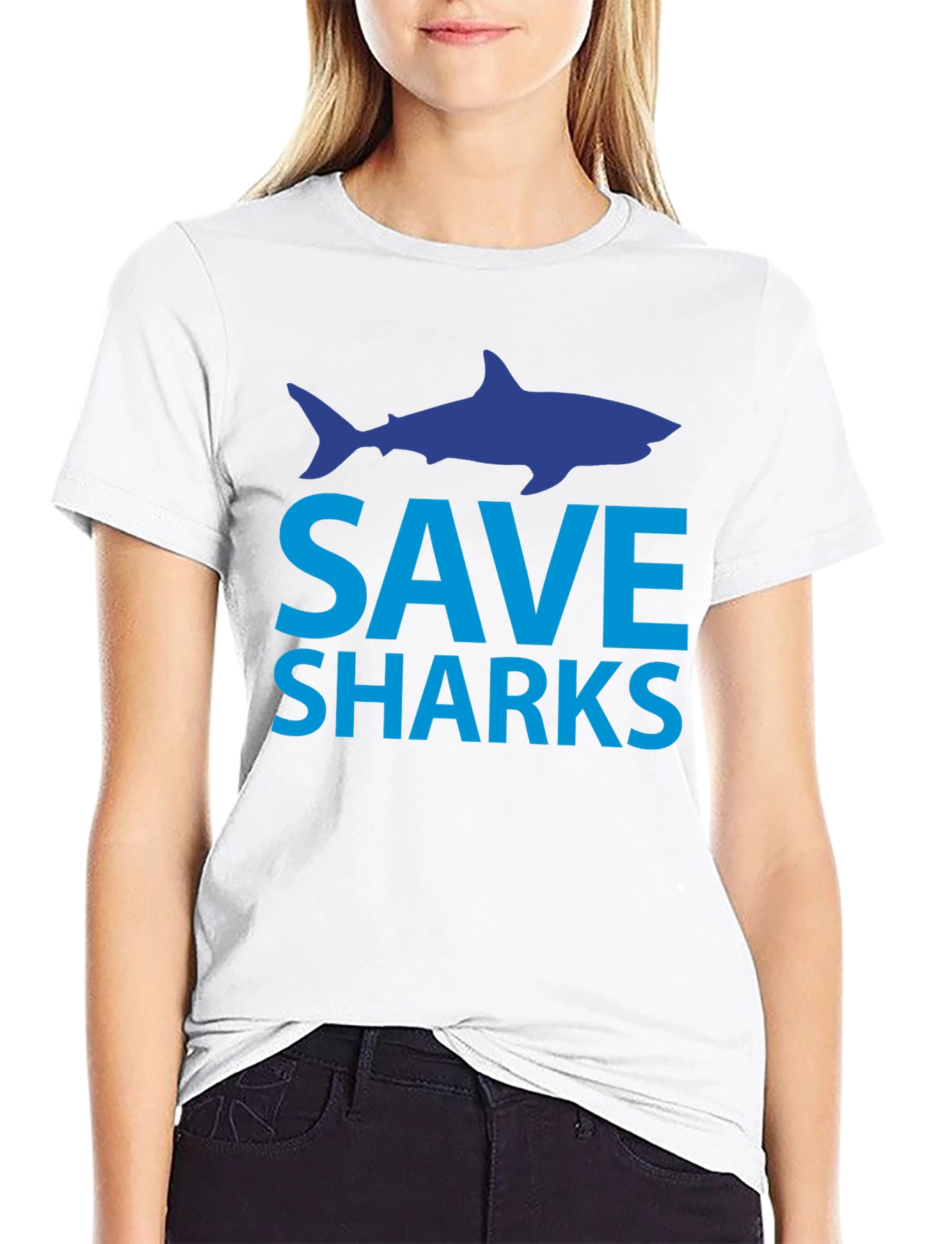 Save Sharks T-Shirt - Black Cotton Tee