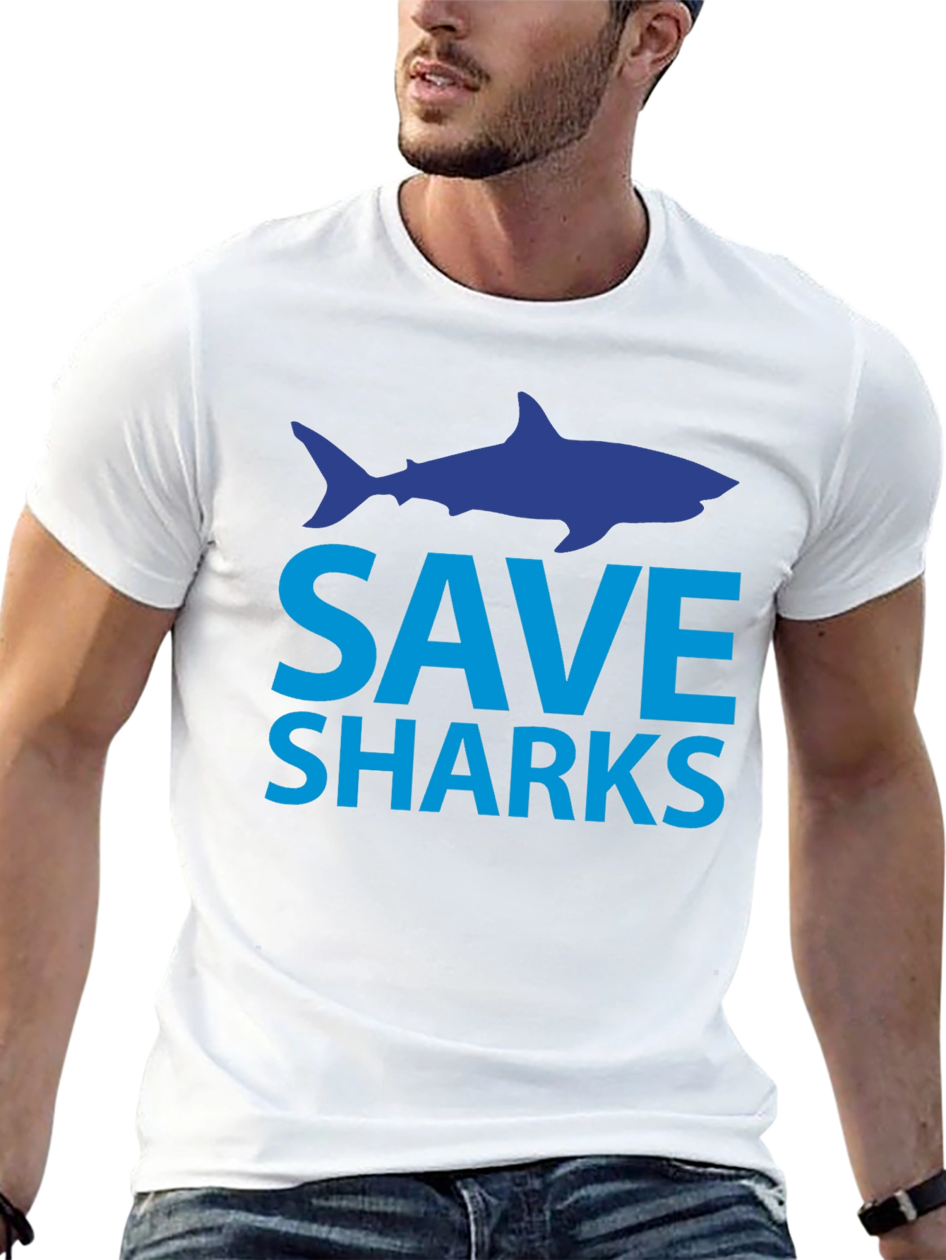 Save Sharks T-Shirt - Black Cotton Tee