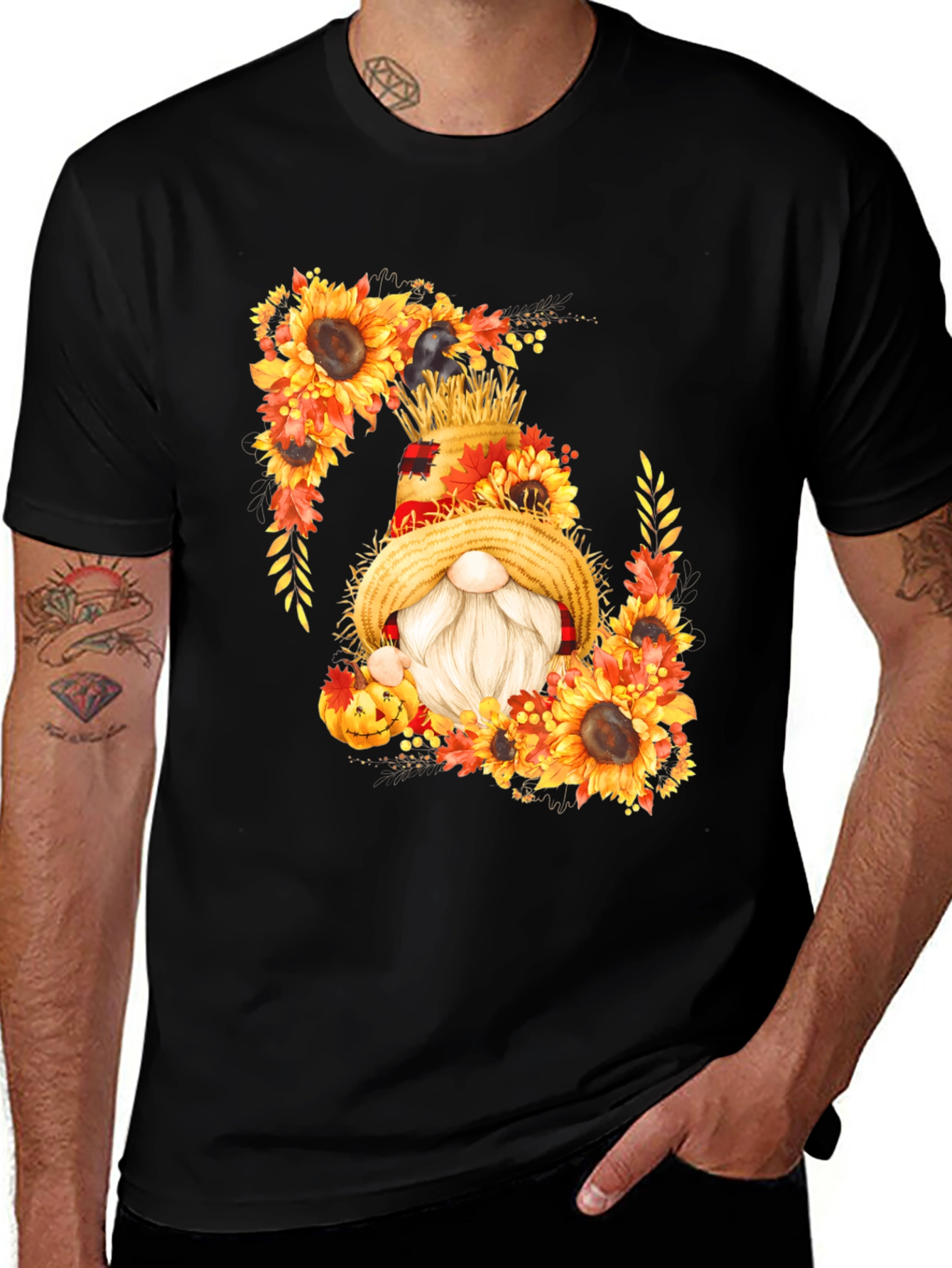 Fall Gnome T-Shirt Sunflower Autumn