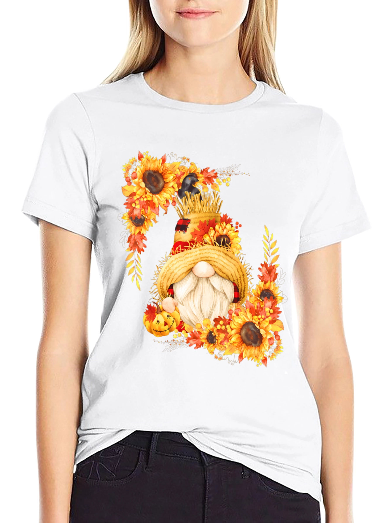 Fall Gnome T-Shirt Sunflower Autumn