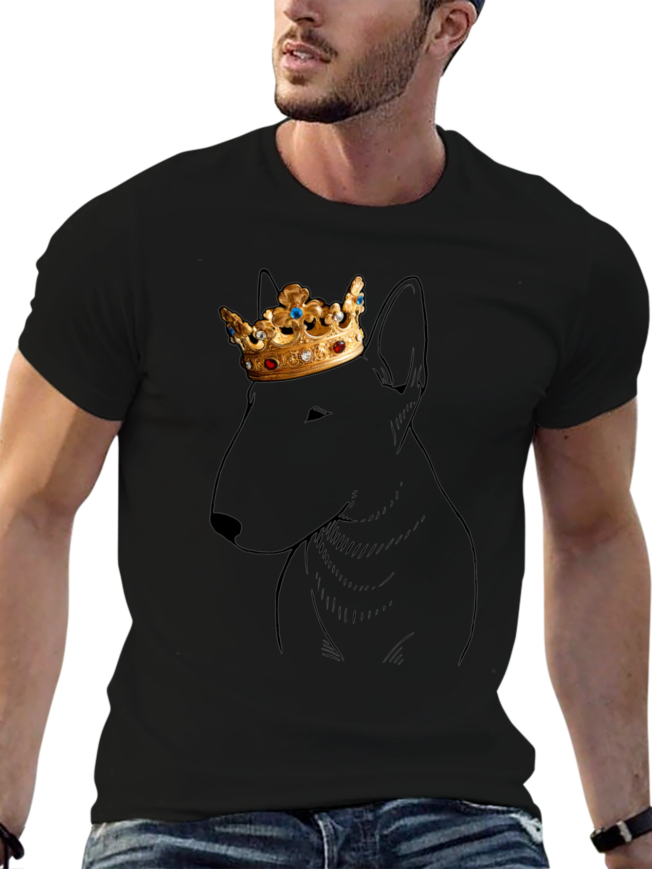 Dog King T-Shirt: Stylish Bull Terrier Design